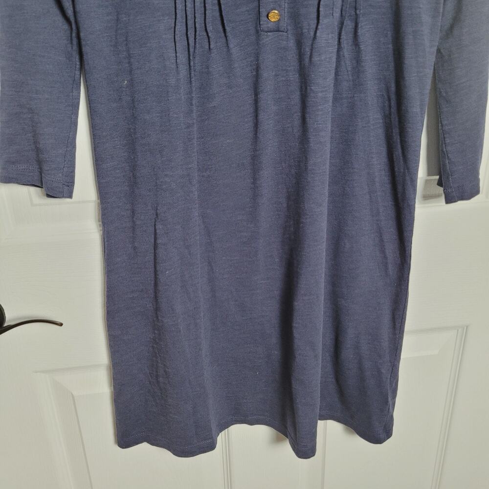Lilly Pulitzer Dress XXS Amberly Navy Blue Pintuck Henley 3/4 Sleeve Modal Knit - Picture 3 of 11